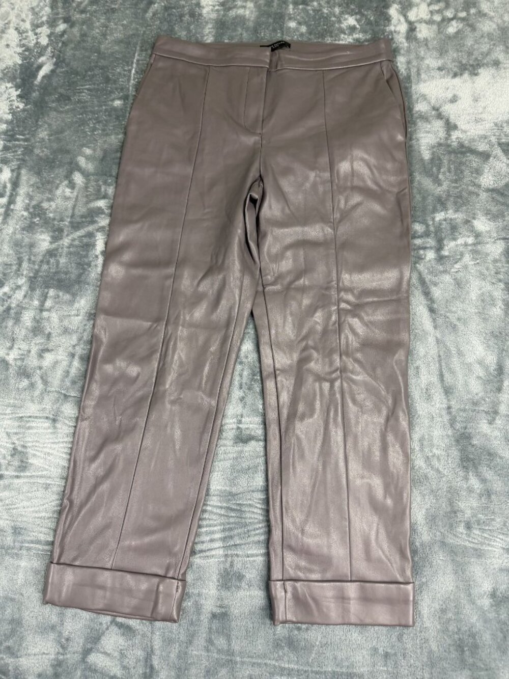 Ann Taylor Petite Faux Leather Pants Gray Size 10P